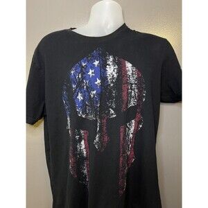 Grunt Style Shirt Mens Large Black American Flag Spartan Helmet Graphic Tee USA